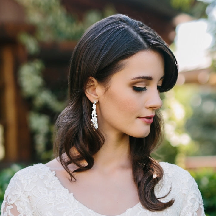 Rhinestone and Pearl Bead Earrings E1568