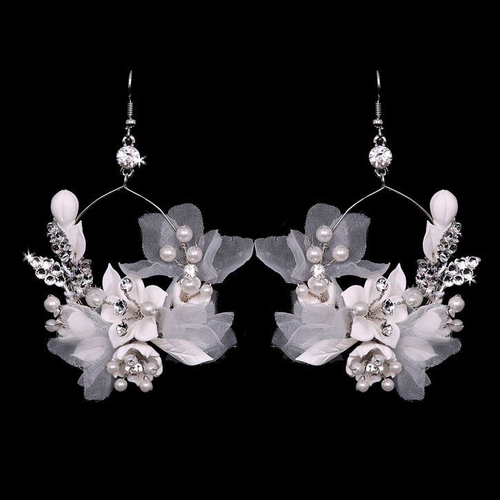 E2161 Rhinestone and Pearl Bead Earrings
