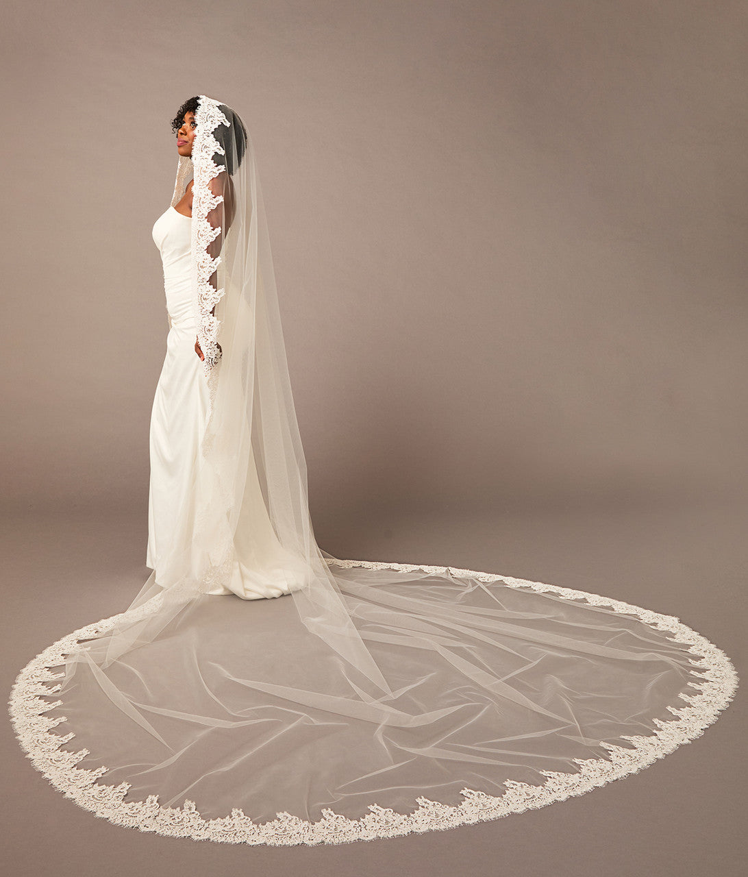 Wide Royal Cathedral Mantilla Bridal Veil | V2694WRC-M