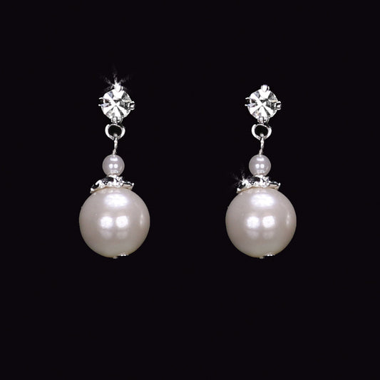 Rhinestone and Pearl Bead Earrings E1560