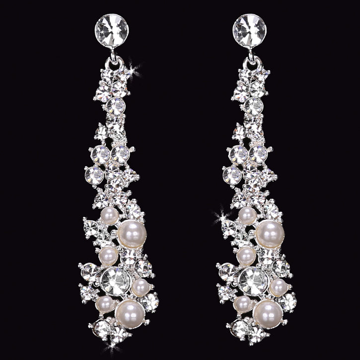 Rhinestone and Pearl Bead Earrings E1568