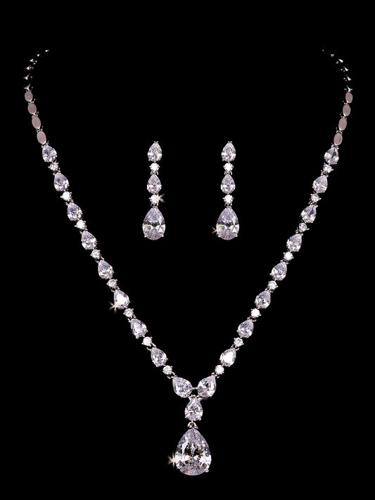 NL2154 Rhinestone Necklace and Earring Set