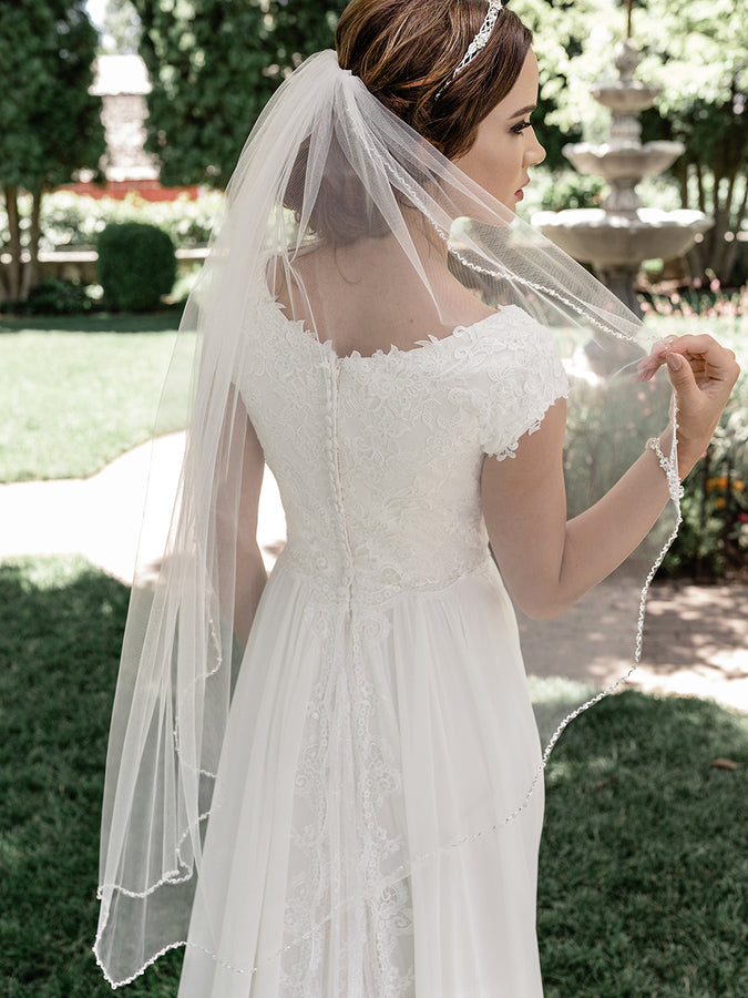 Single Tier Bridal Veil V2091SF